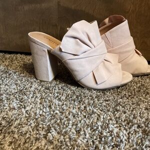 Christian Siriano Reese Blush Faux Suede Block Heel Slip-On Mules